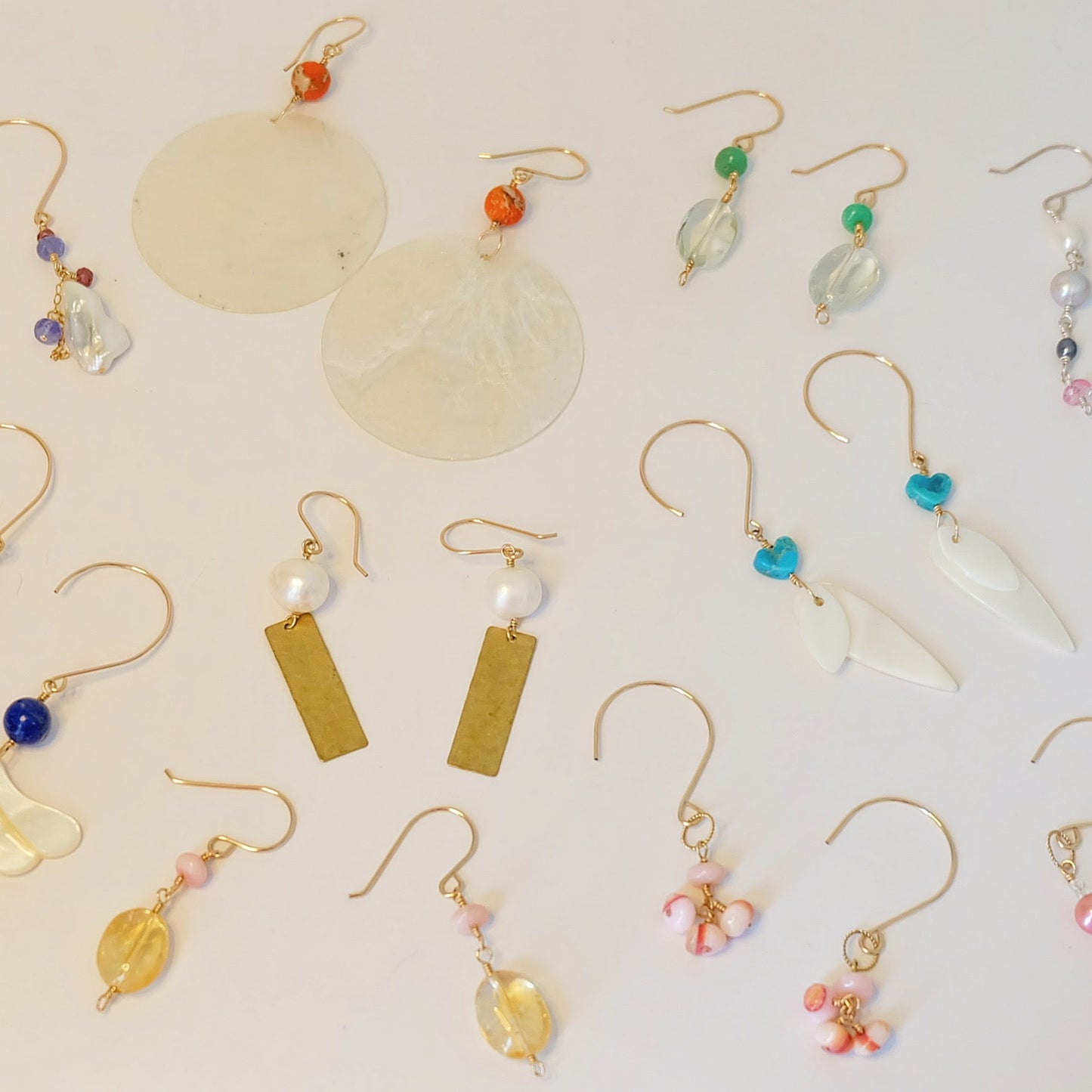 Citrine Pink Opal Dangle Earrings