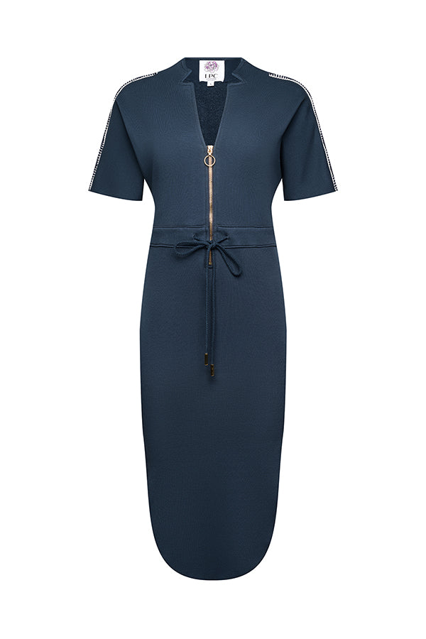 The Chelsea Stretch Terry Dress in Carbon Navy