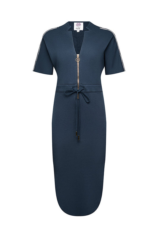 The Chelsea Stretch Terry Dress in Carbon Navy