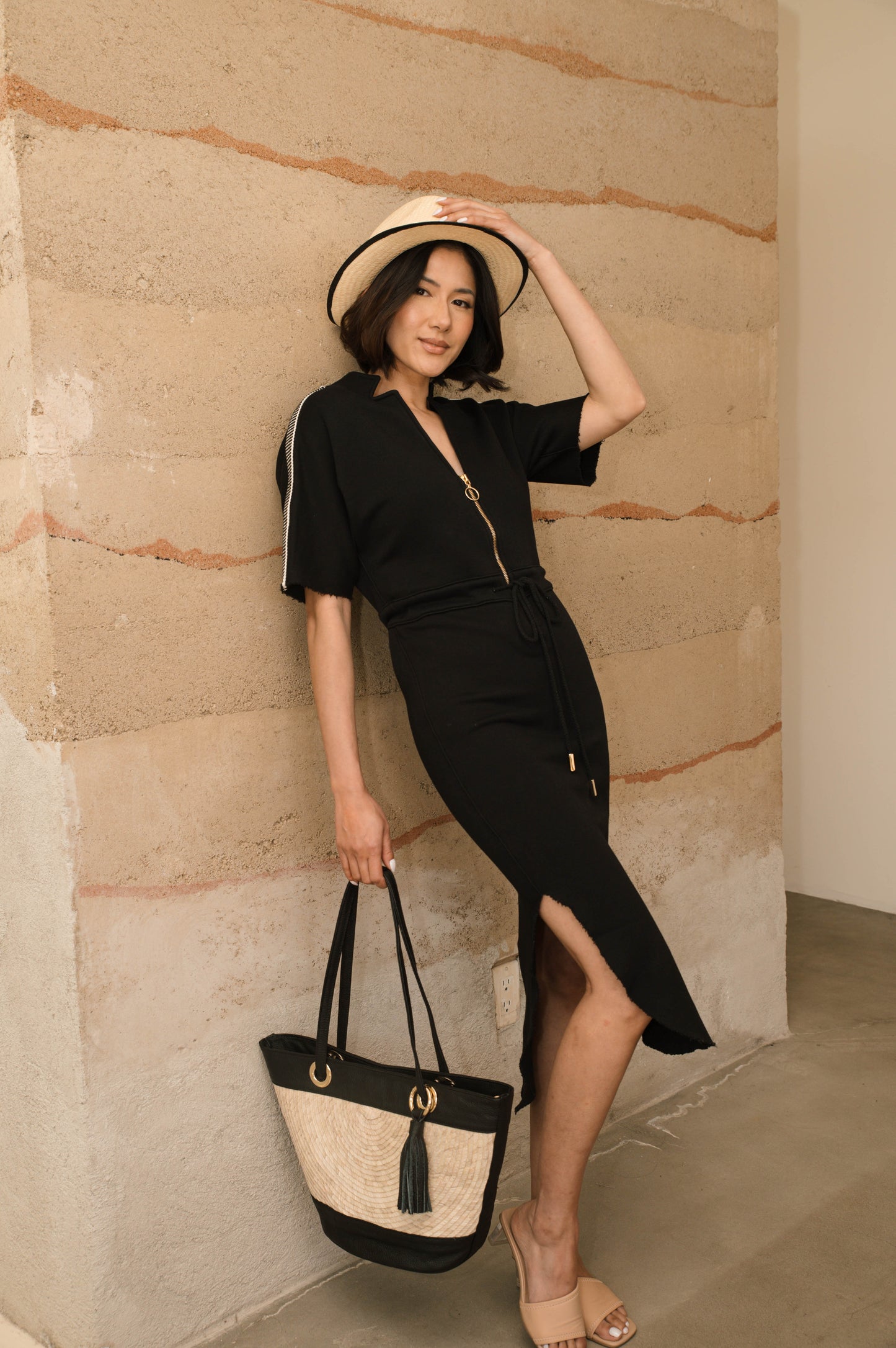 The Chelsea Stretch Terry Dress in Black