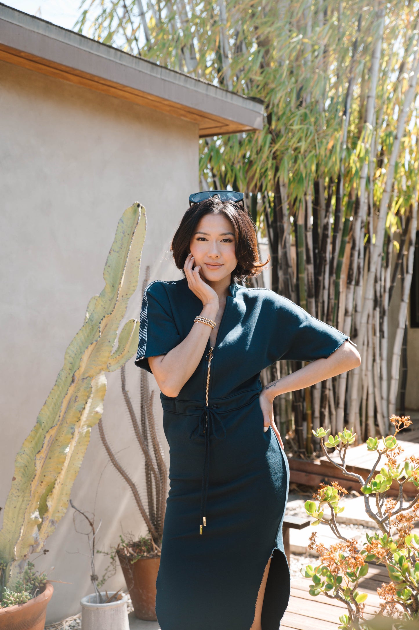 The Chelsea Stretch Terry Dress in Carbon Navy