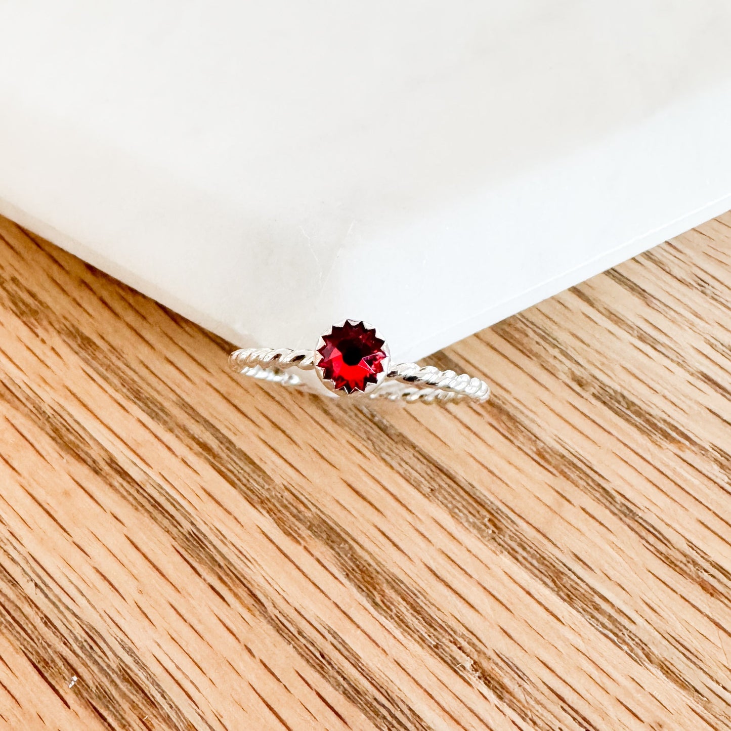 Twisted ring with birthstone