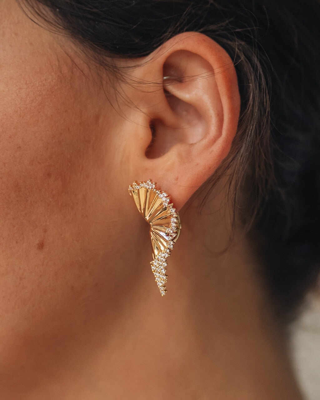 Angelina CZ Fan Drop Studs Earrings