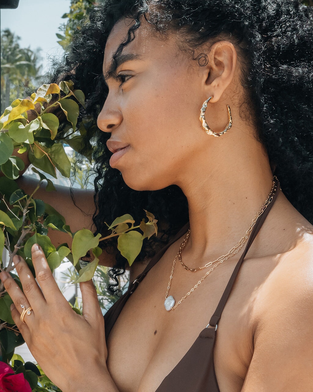 Damaris CZ Molten Metal Hoop Earrings