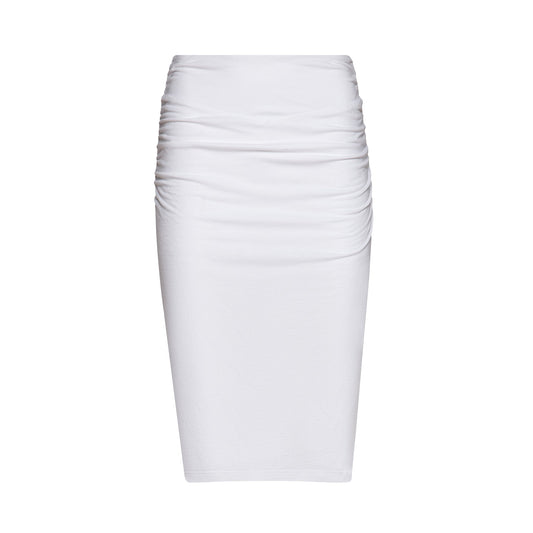 The Debra Double-Lined Jersey Skirt in White