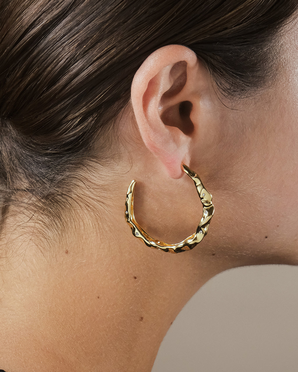 Damaris CZ Molten Metal Hoop Earrings