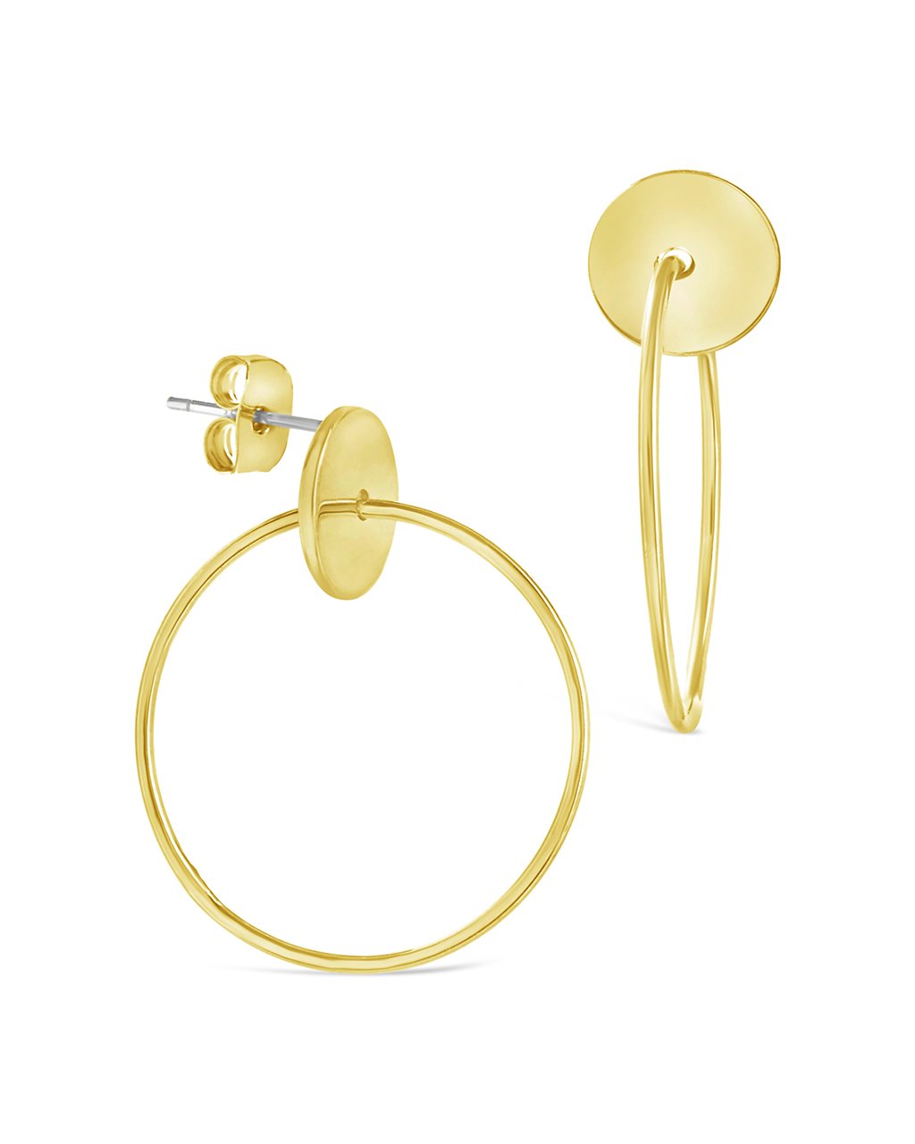 Sterling Silver Solid Circle Drop Earrings