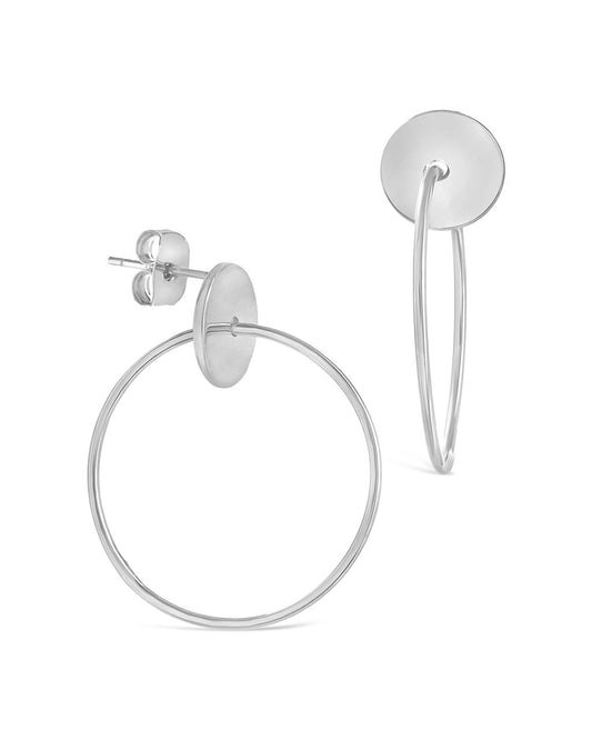 Sterling Silver Solid Circle Drop Earrings