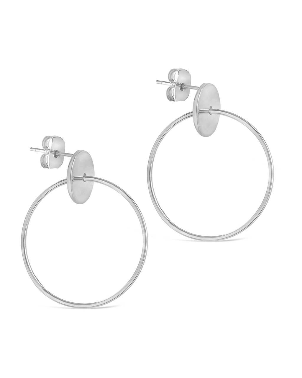 Sterling Silver Solid Circle Drop Earrings