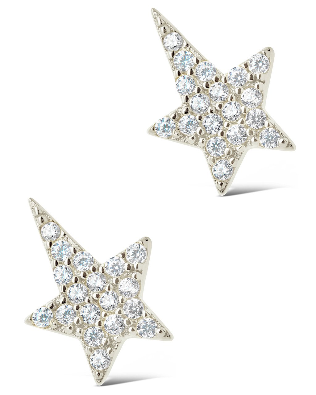 Sterling Silver CZ Star Stud Earrings