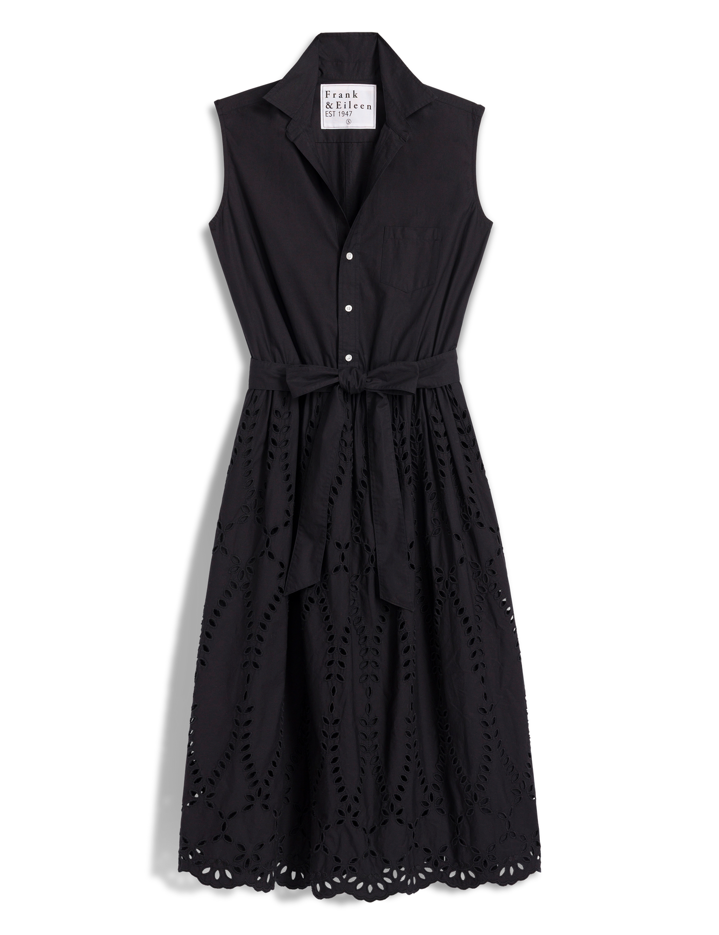 GRACE SLEEVELESS DRESS Black, Eyelet Cotton