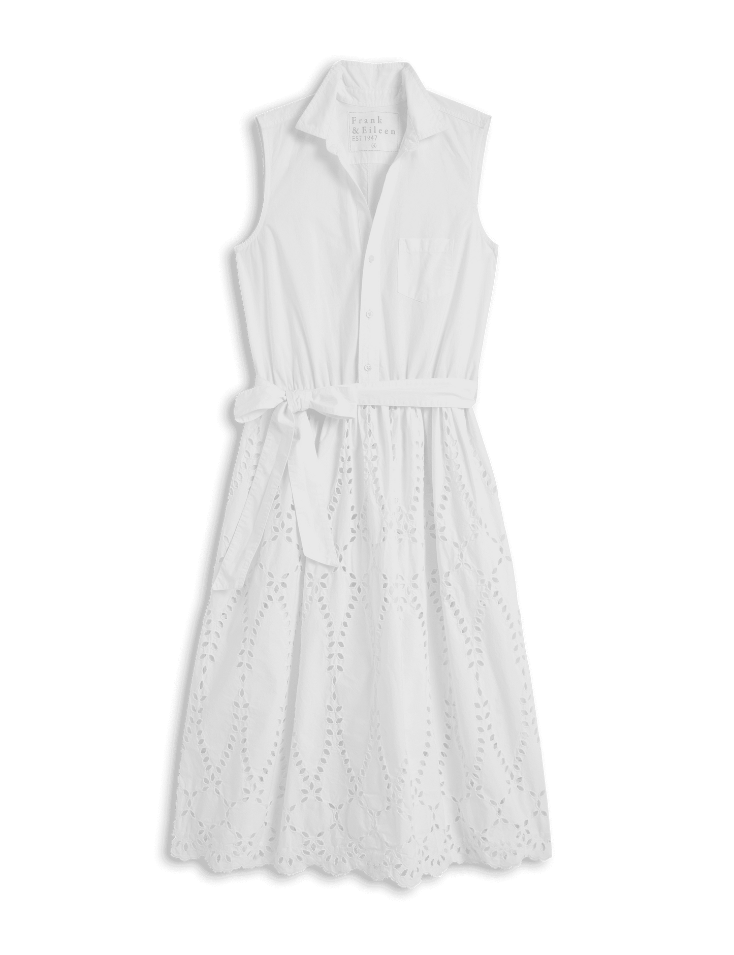 GRACE SLEEVELESS DRESS White, Eyelet Cotton