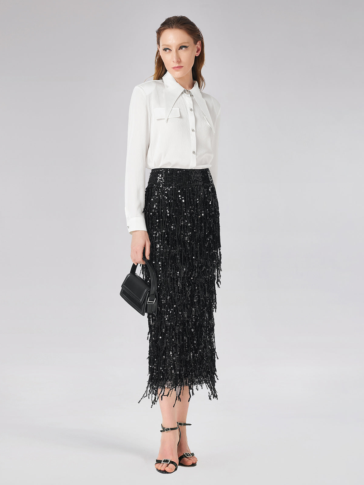 Thousand-folded Pointed Collar Shirt