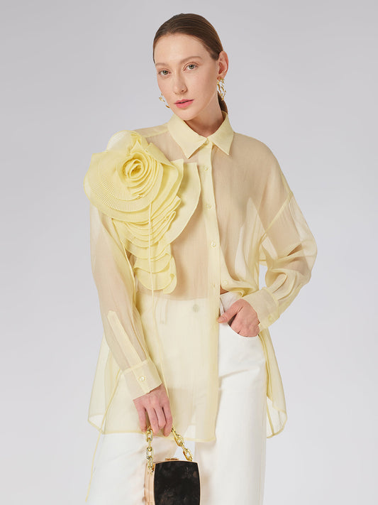 Transparent Three-dimensional Floral Shirt