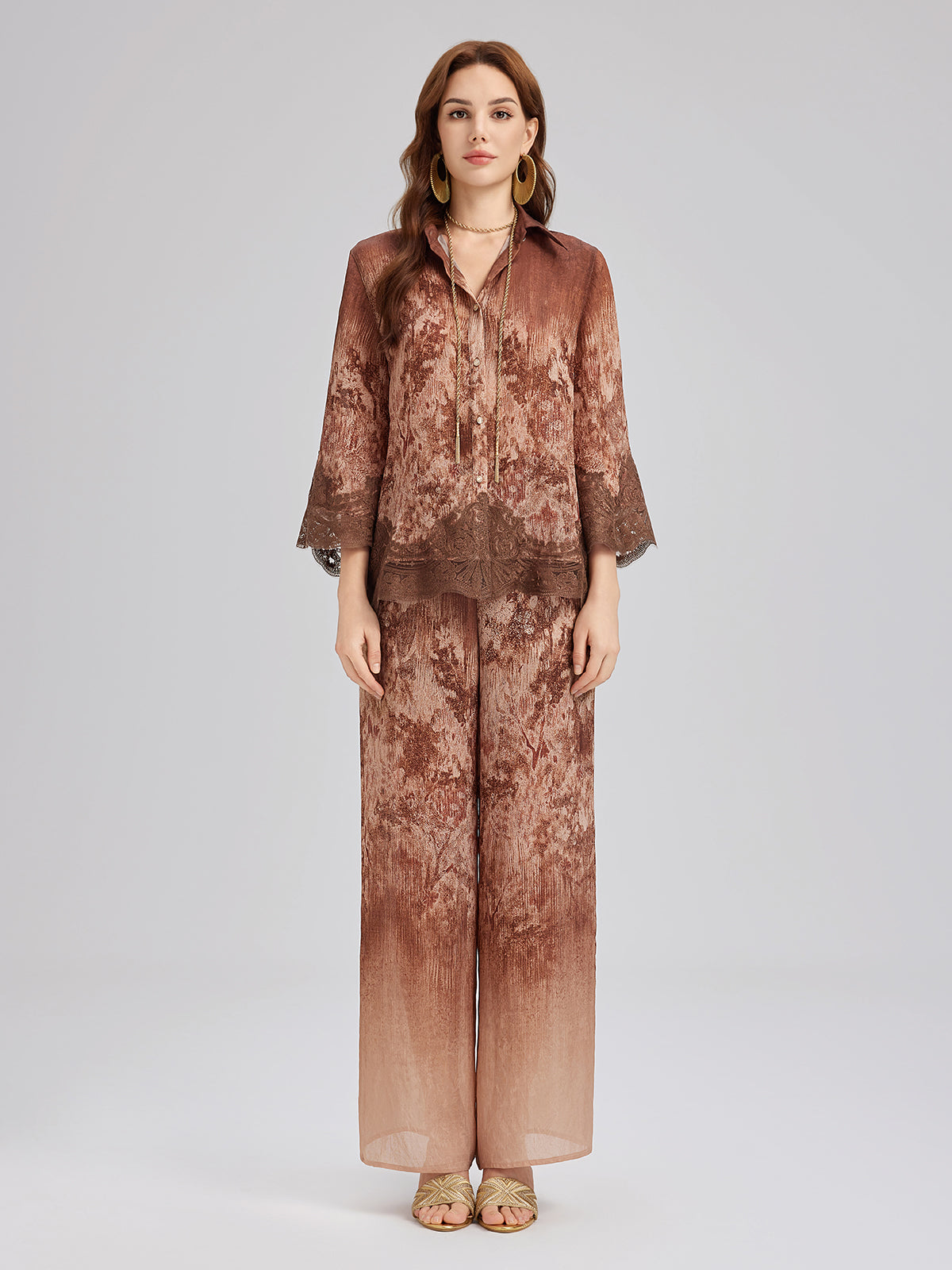 Ombre Lace Panel Shirt