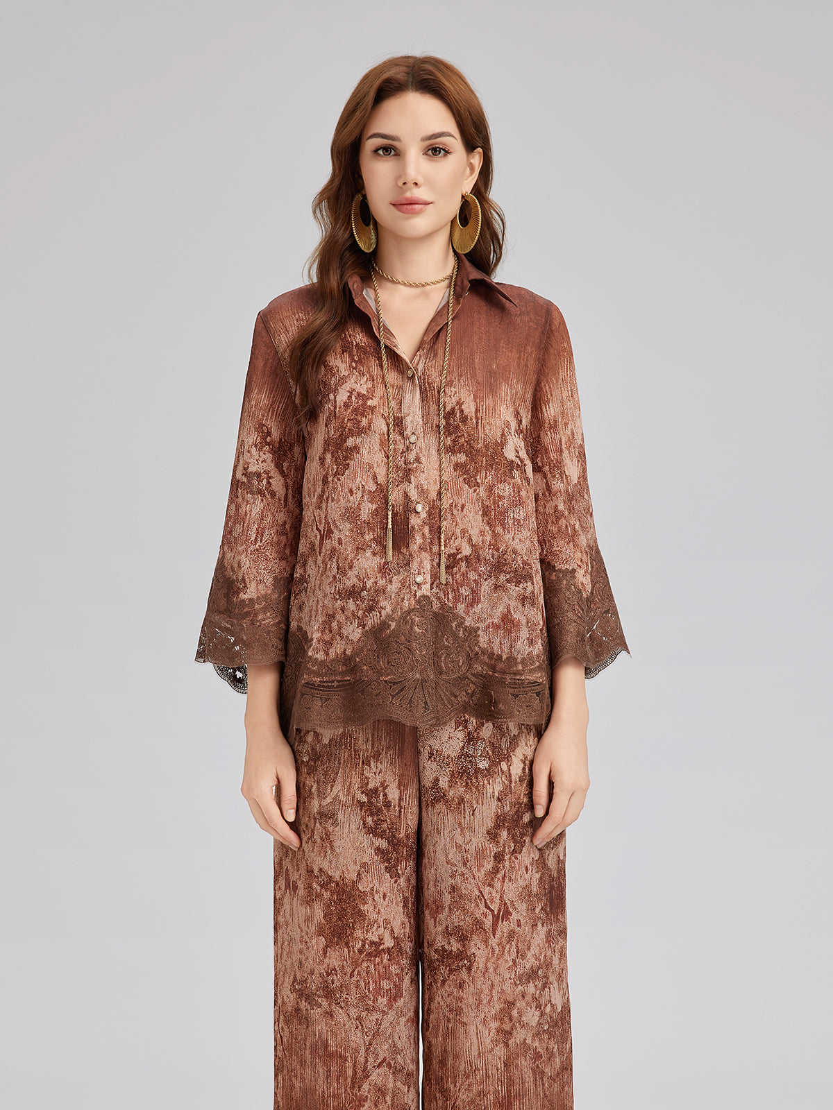 Ombre Lace Panel Shirt
