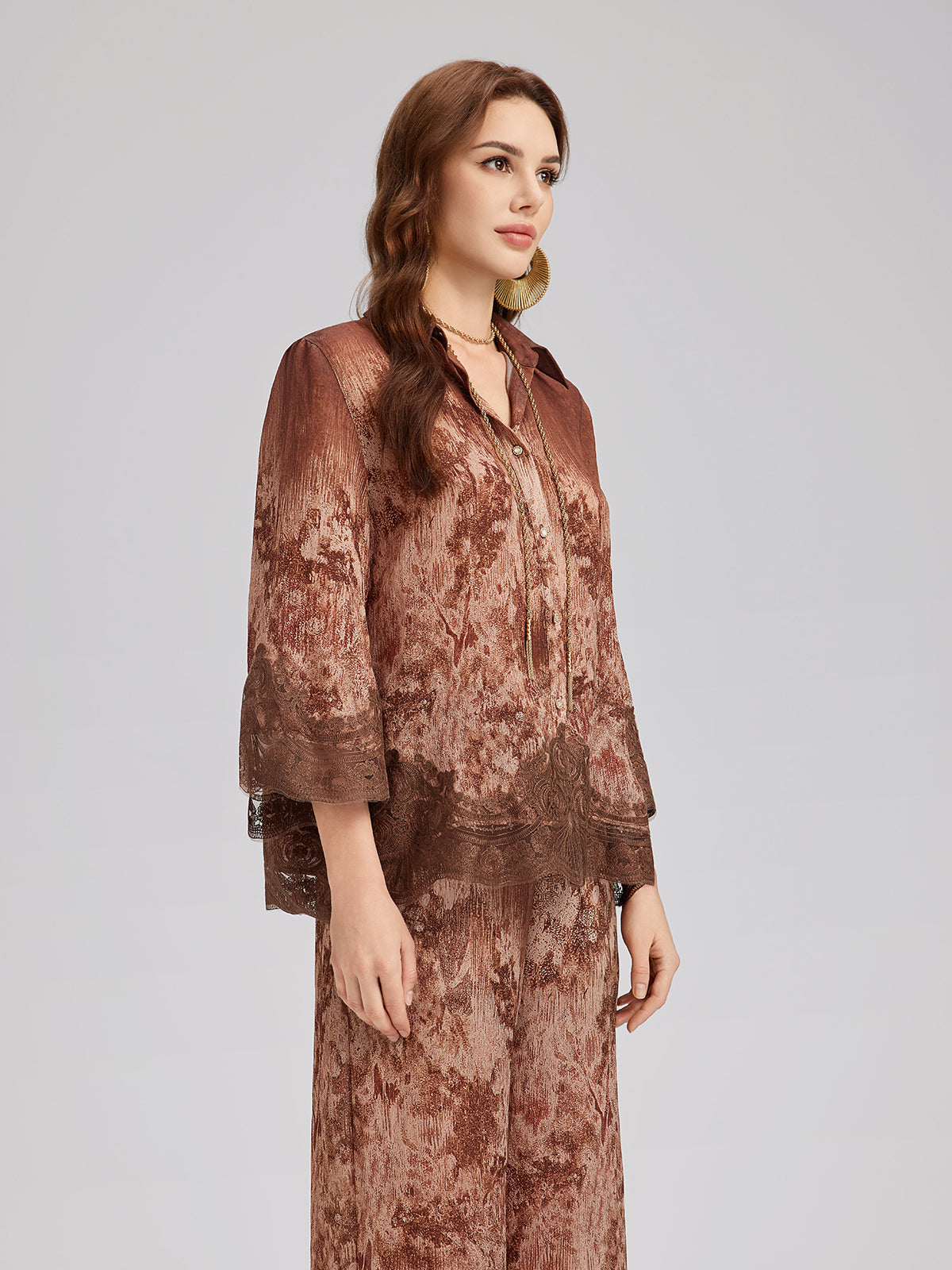 Ombre Lace Panel Shirt