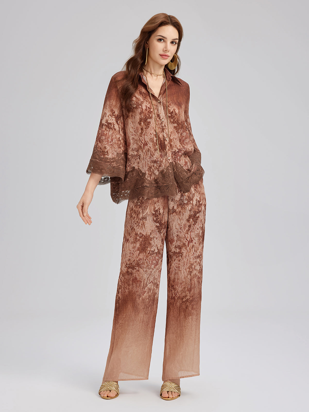 Ombre Lace Panel Shirt