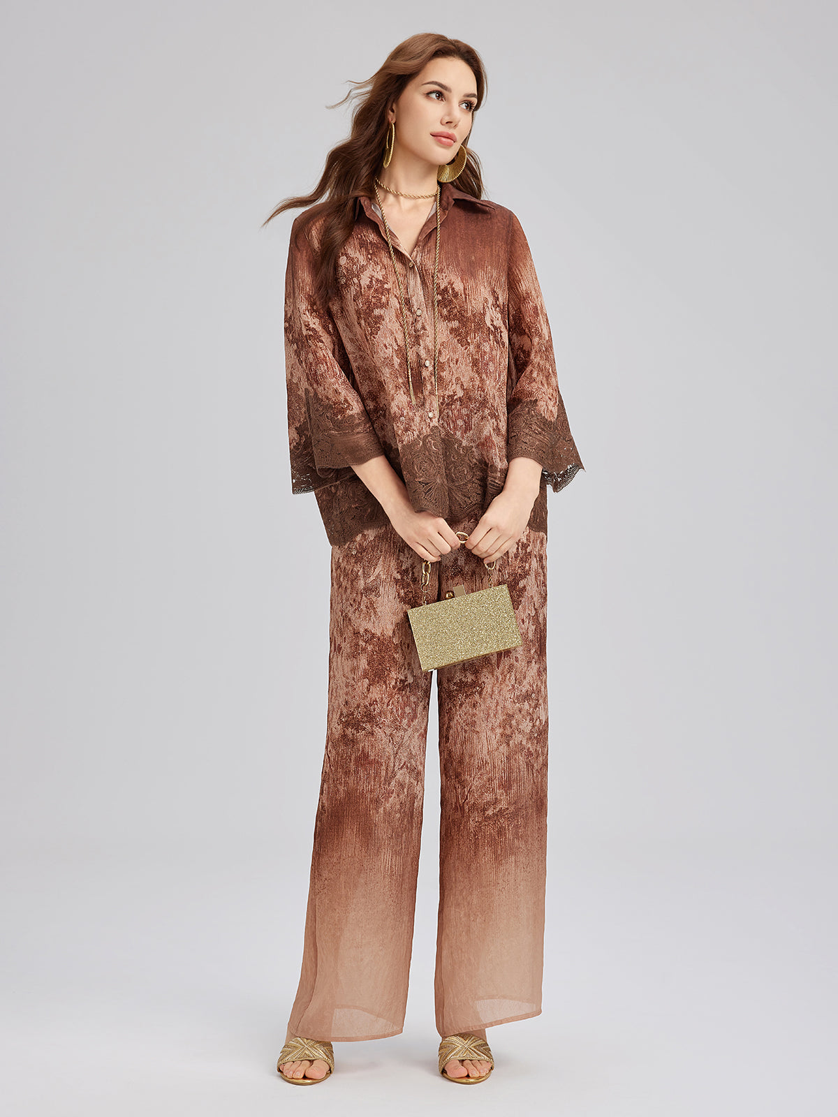 Ombre Lace Panel Shirt