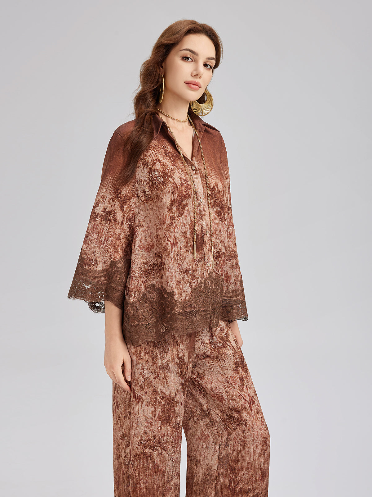 Ombre Lace Panel Shirt
