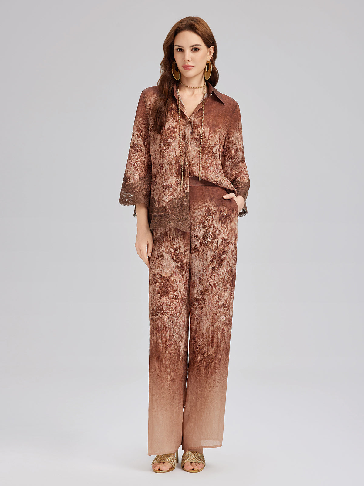 Ombre Lace Panel Shirt
