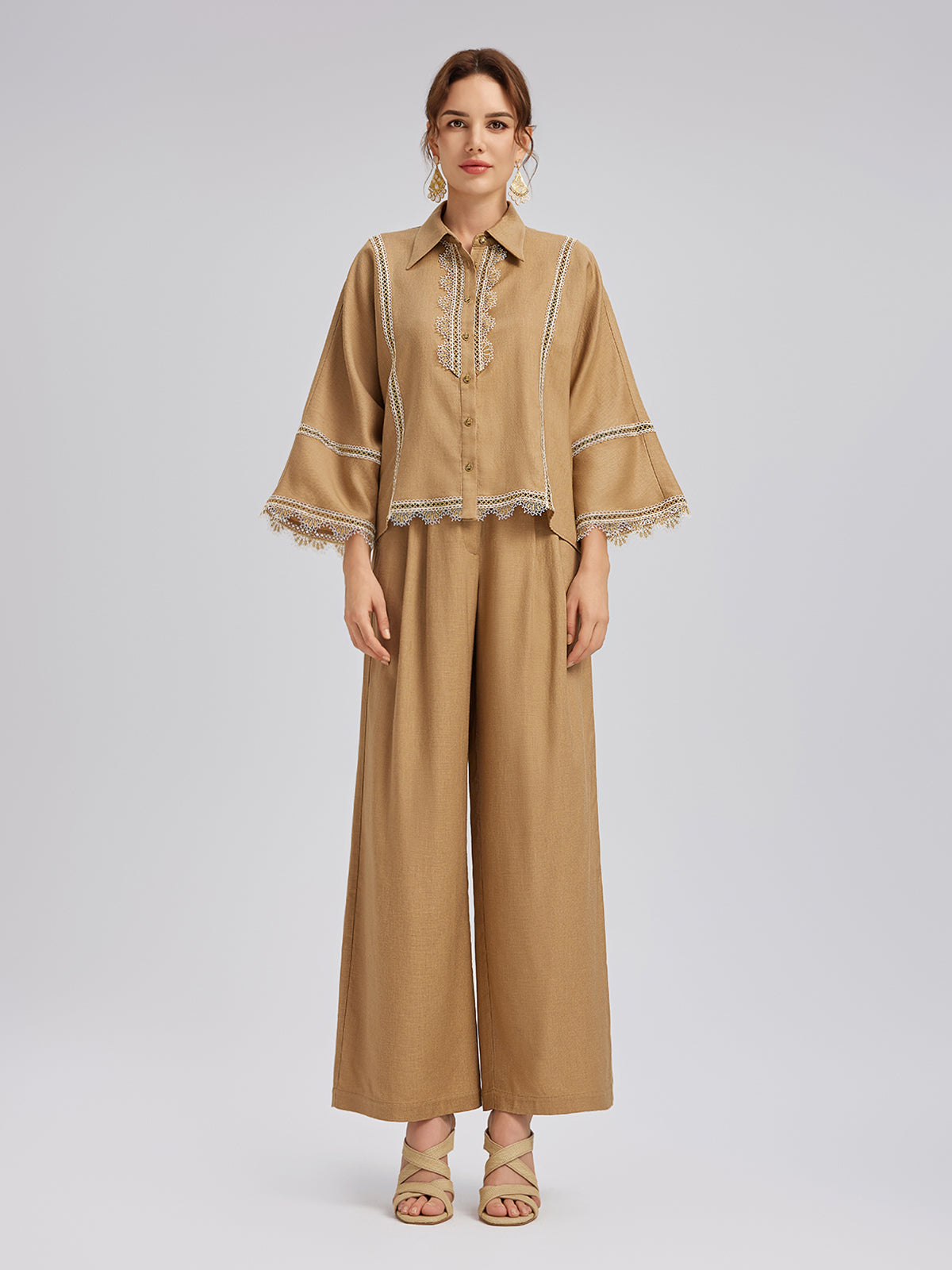 Baroque Lace-Trim Linen Shirt