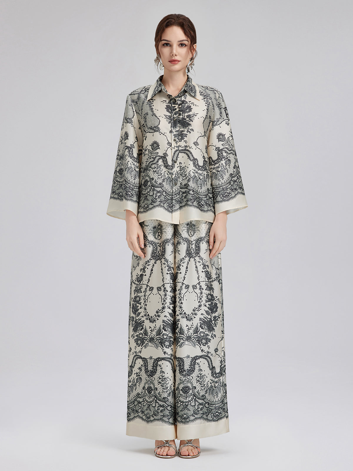 Black Eyelash Lace Turn-down Collar Shirt