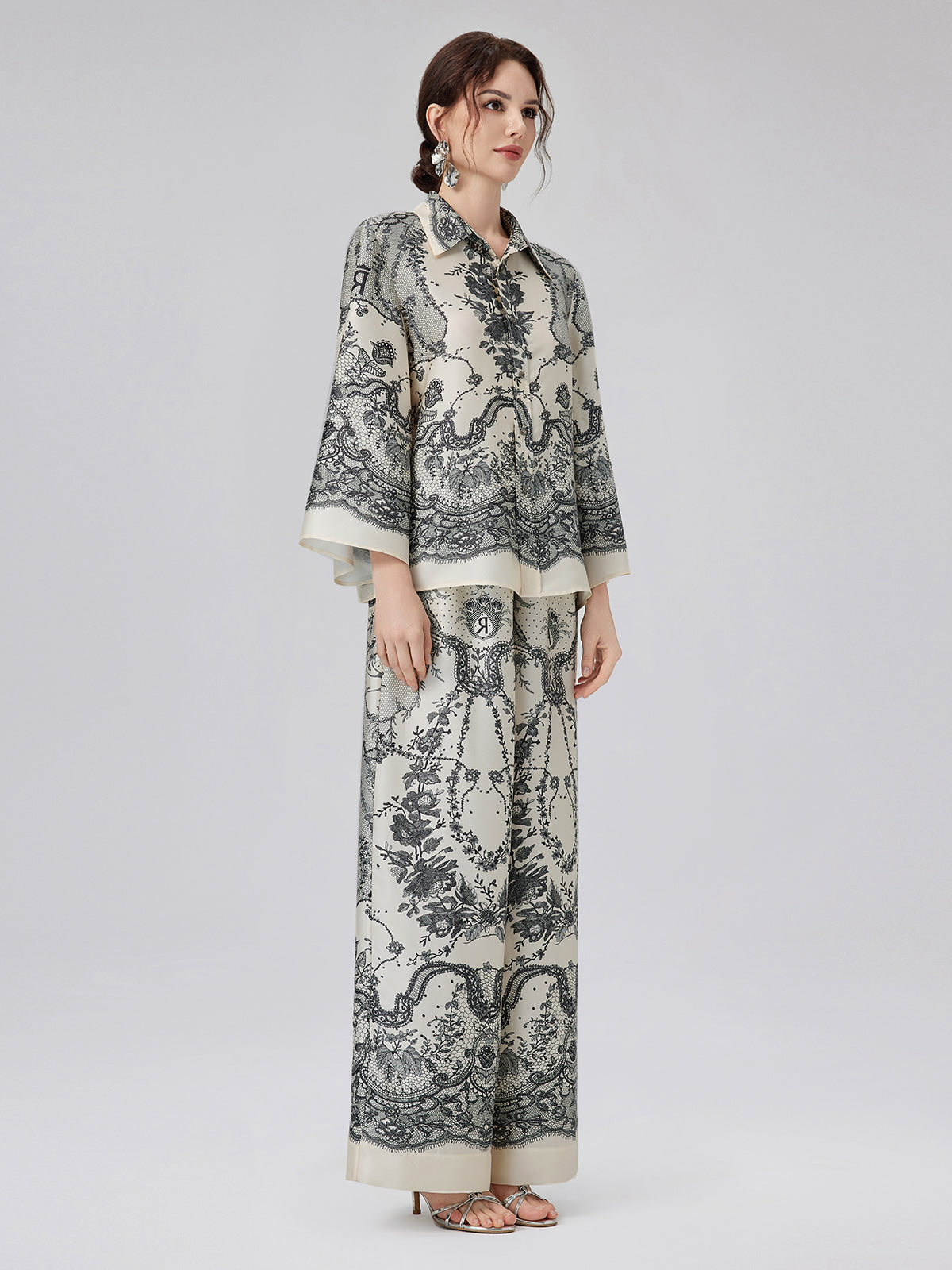 Black Eyelash Lace Turn-down Collar Shirt