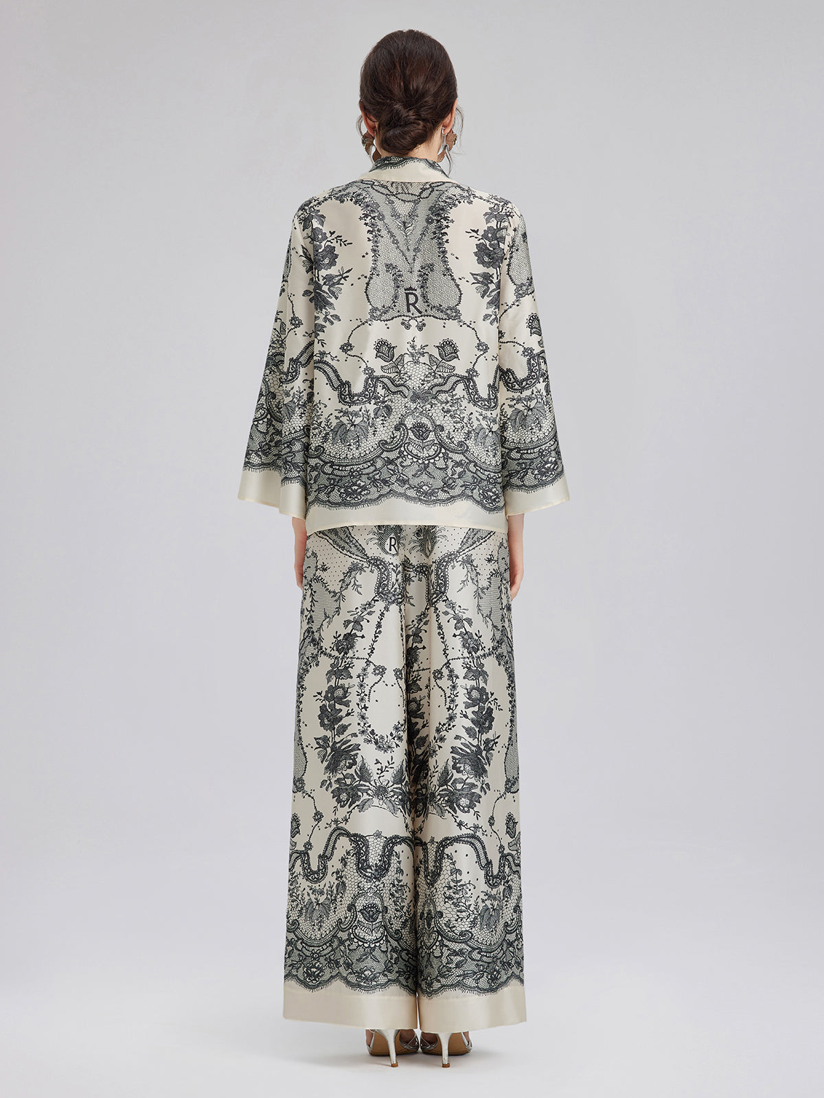 Black Eyelash Lace Turn-down Collar Shirt