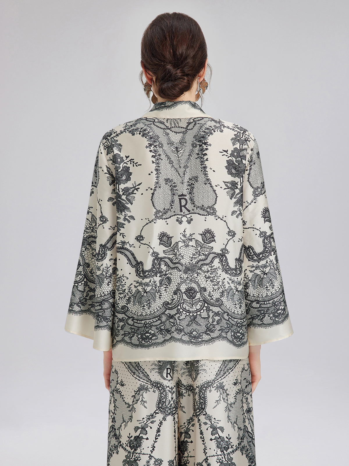 Black Eyelash Lace Turn-down Collar Shirt