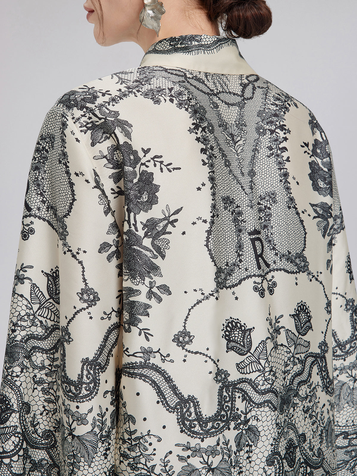 Black Eyelash Lace Turn-down Collar Shirt