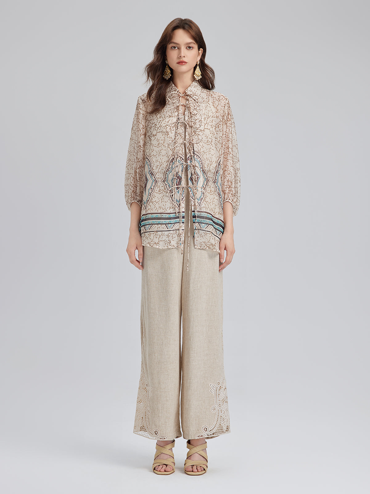 Tie-Front Vintage Floral Top