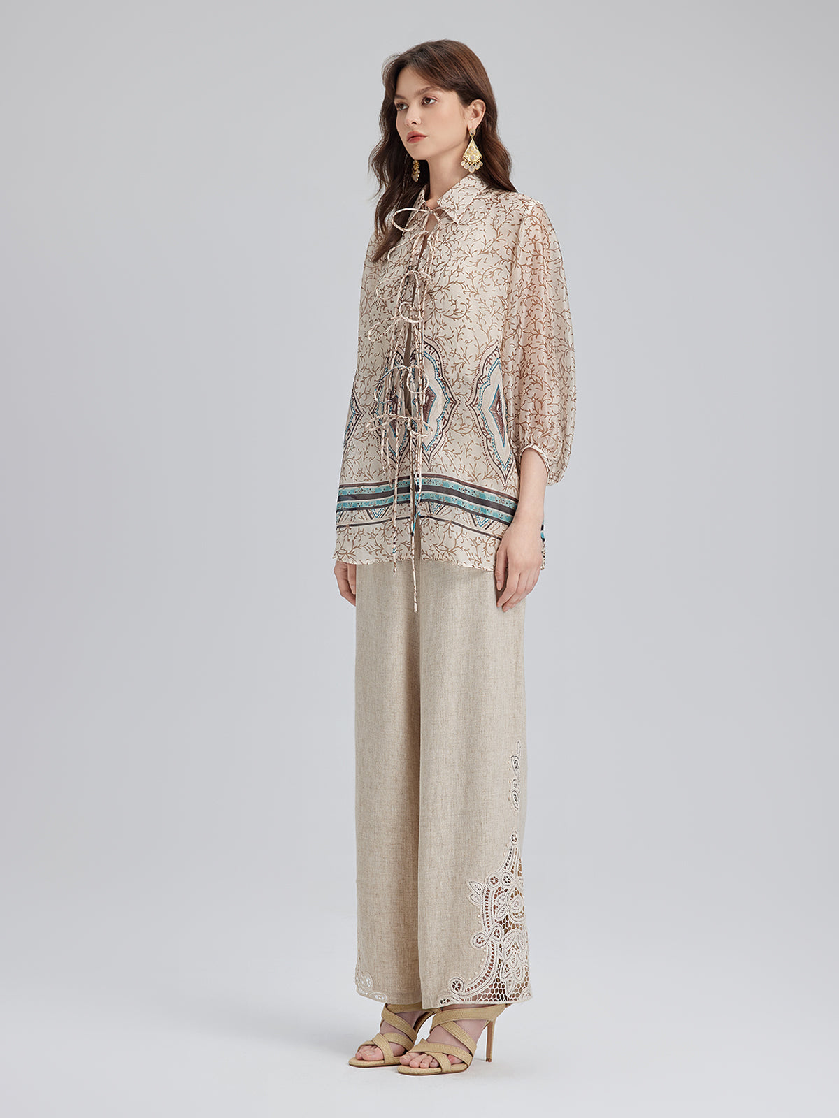 Tie-Front Vintage Floral Top