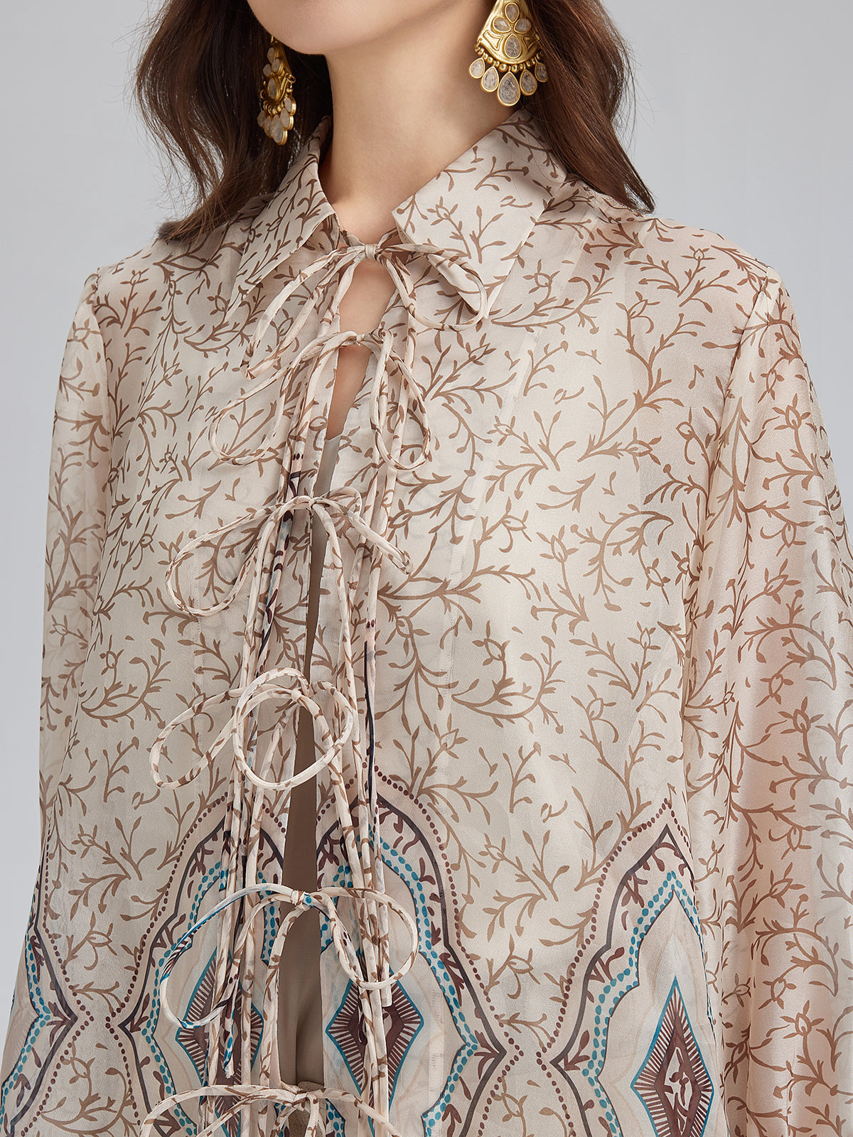Tie-Front Vintage Floral Top