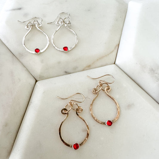 Birthstone horseshoe earrings