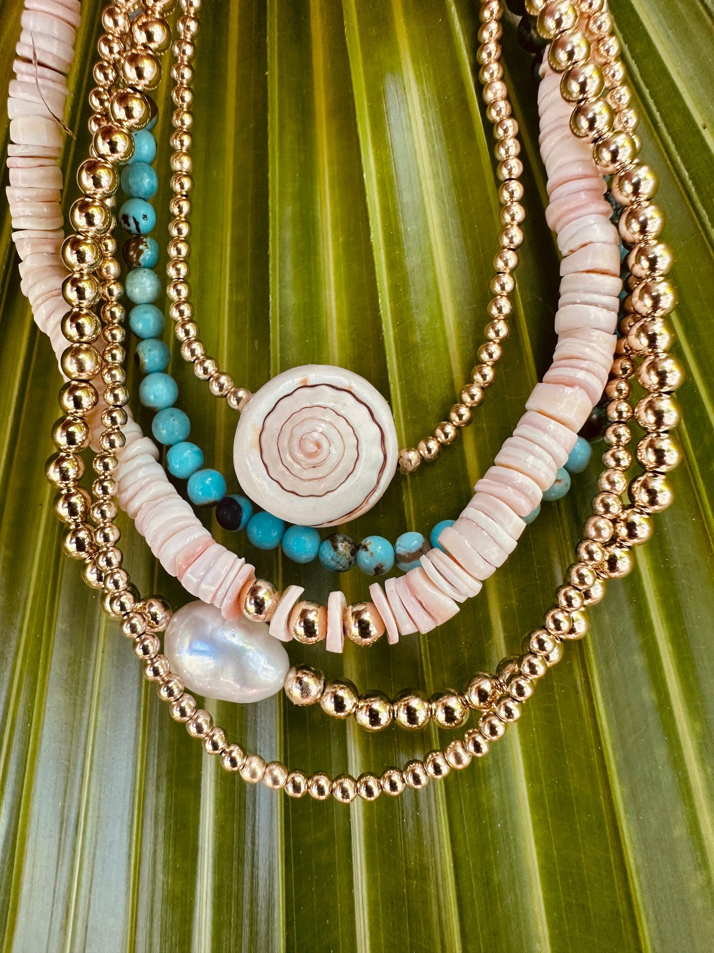 Natural Turquoise + 14K Gold Filled || Beaded Stretch Bracelet