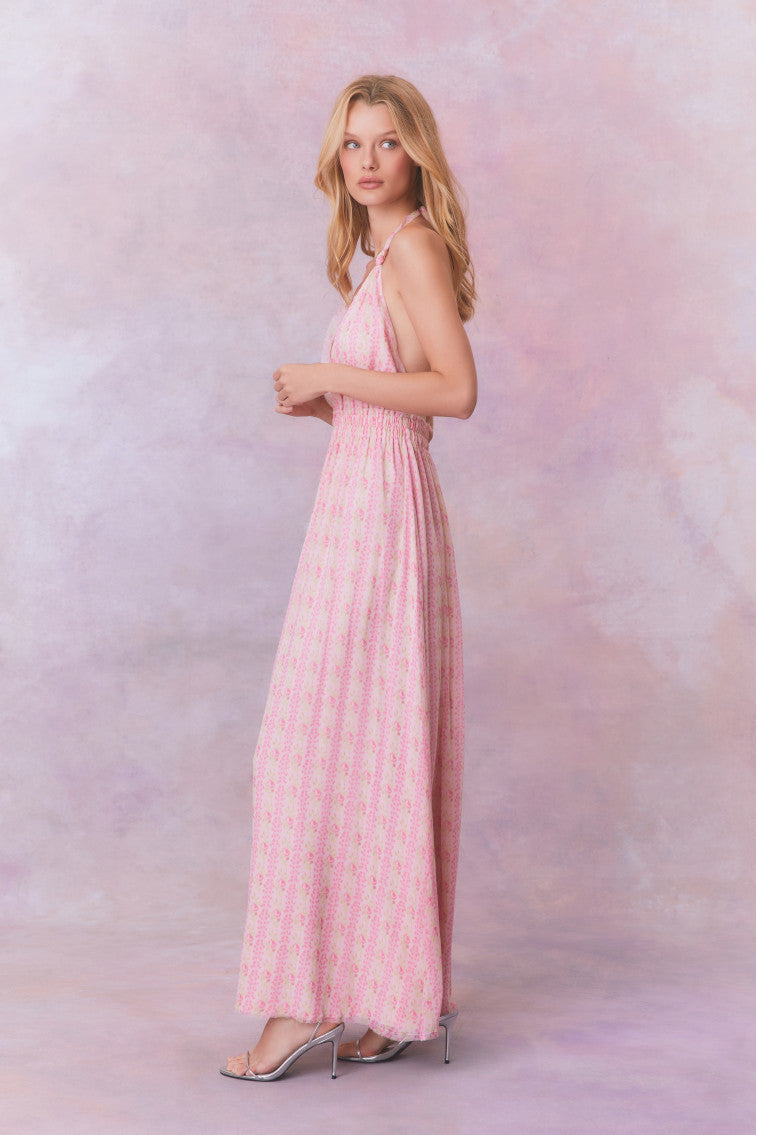 Love Heirloom Print Halter Maxi Dress