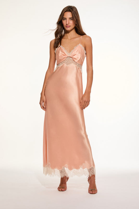 Orianna Silk-Blend Maxi Slip Dress - PECHE