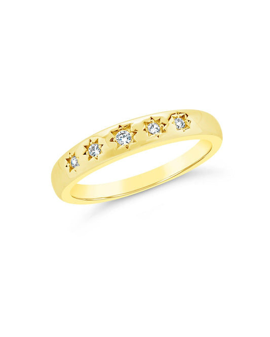 Lennon CZ Burst Band Ring