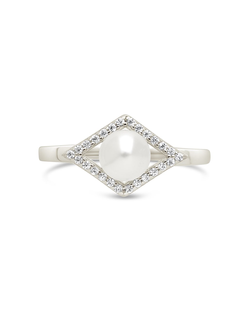 Sterling Silver Alessia CZ & Pearl Evil Eye Ring