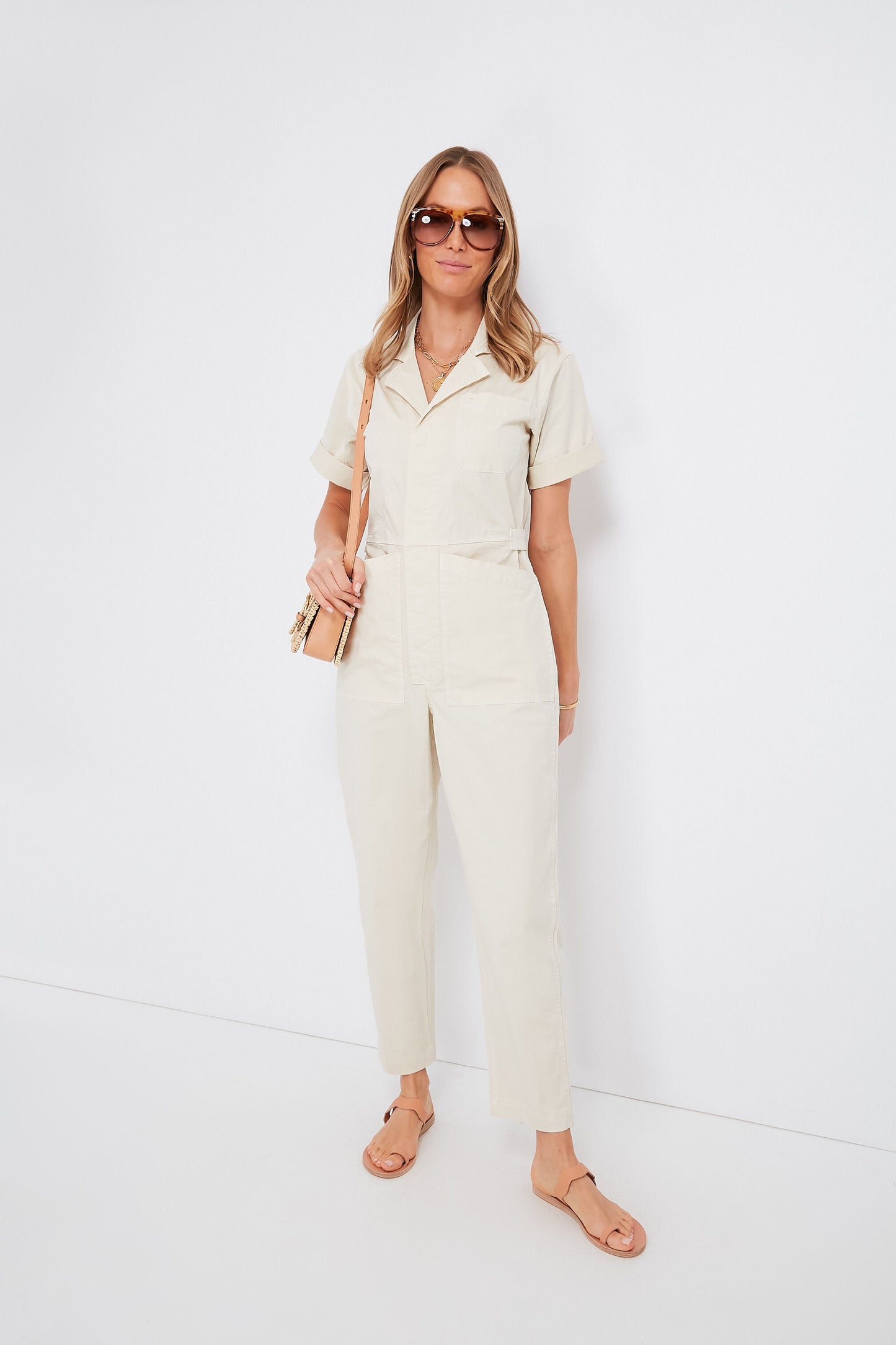 Oatmilk Standard Short Sleeve Jumpsuit