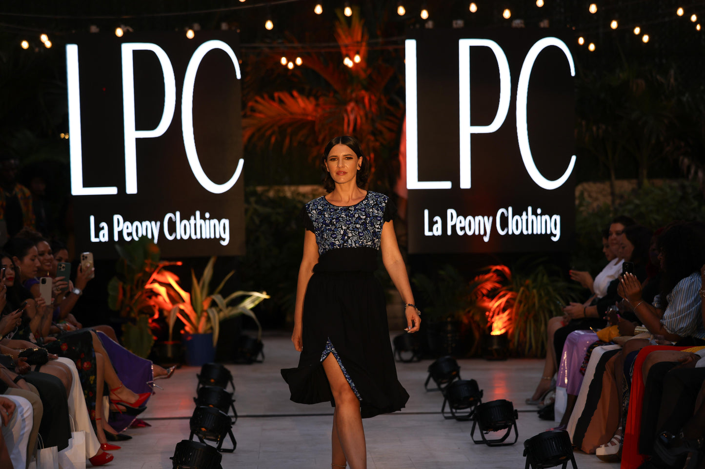 The Cecilia Skirt in Black with Blues