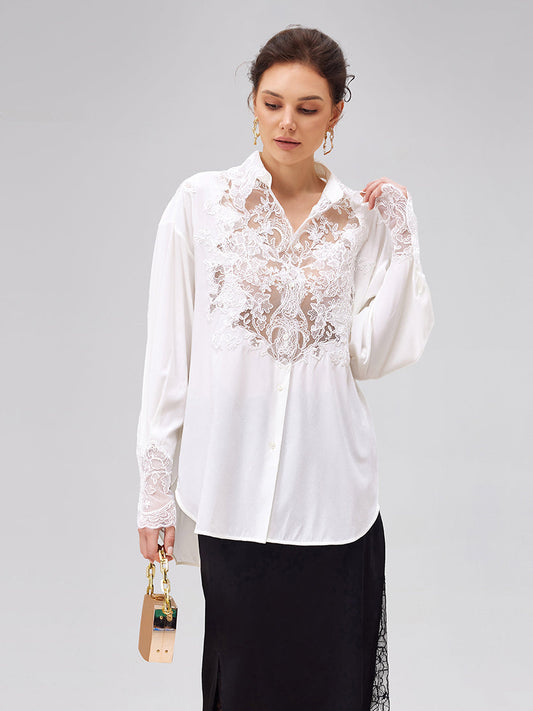 Rope Lace Embroidered Premium Silk Blouse