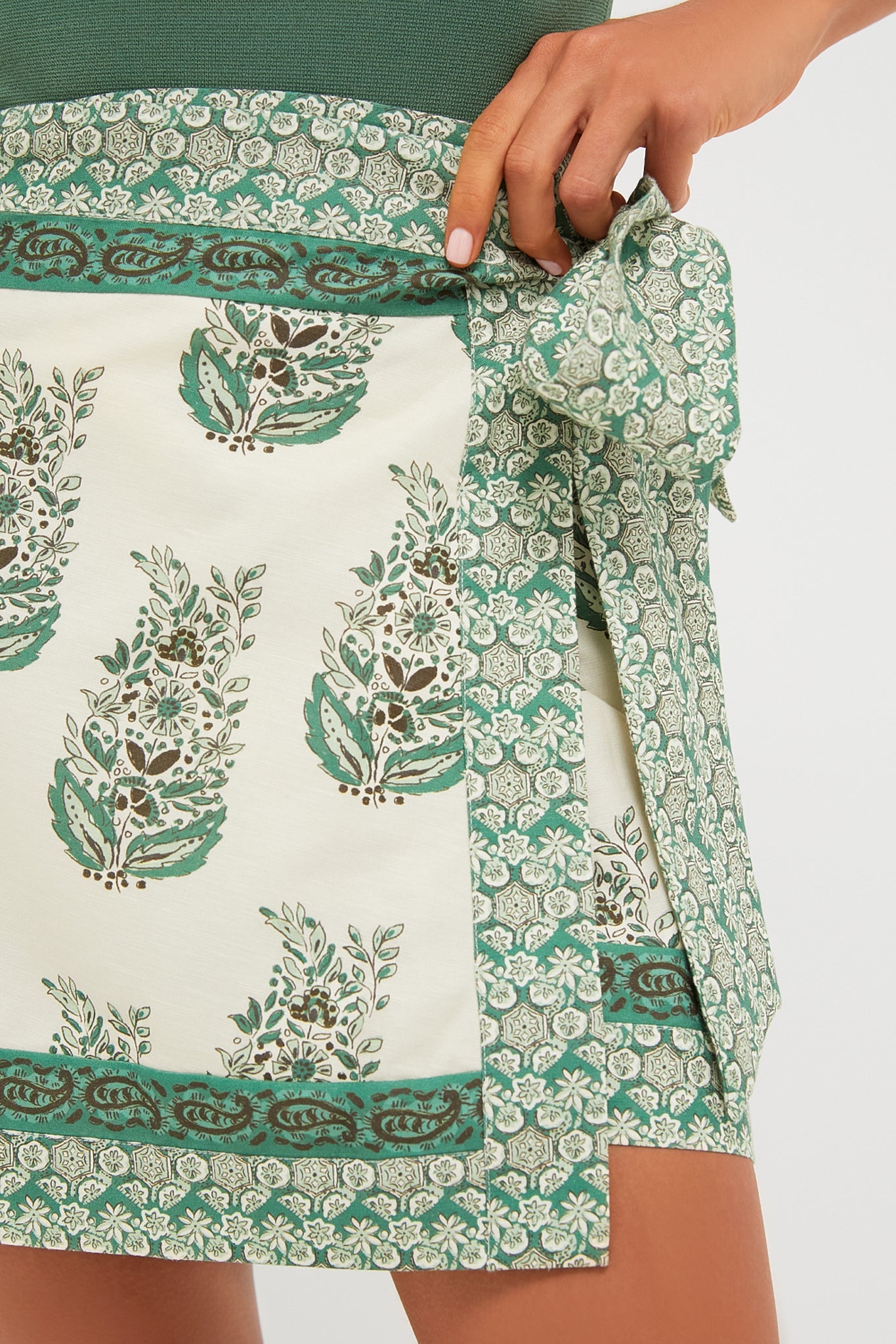 Jade Terrace Cotton Linen Payton Wrap Skirt
