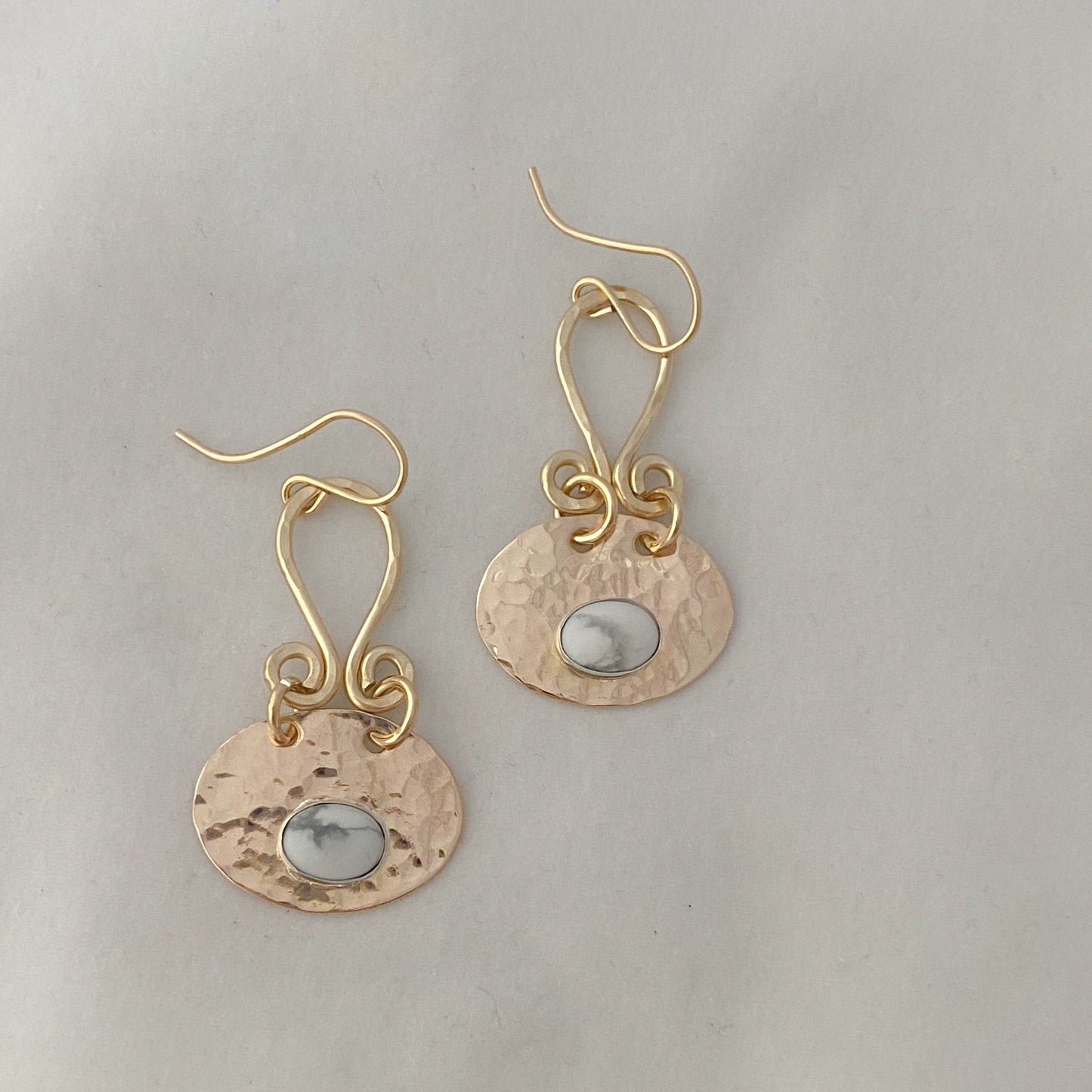 Oval White Howlite Earrings
