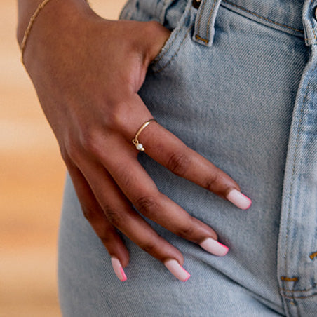Pearl charm ring