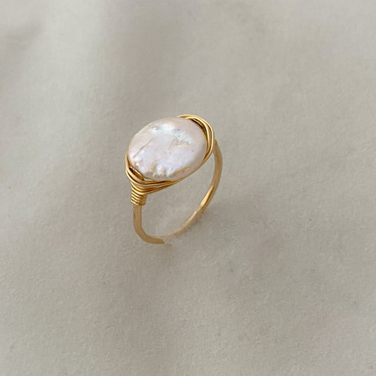 Coin Freshwater Pearl Ring