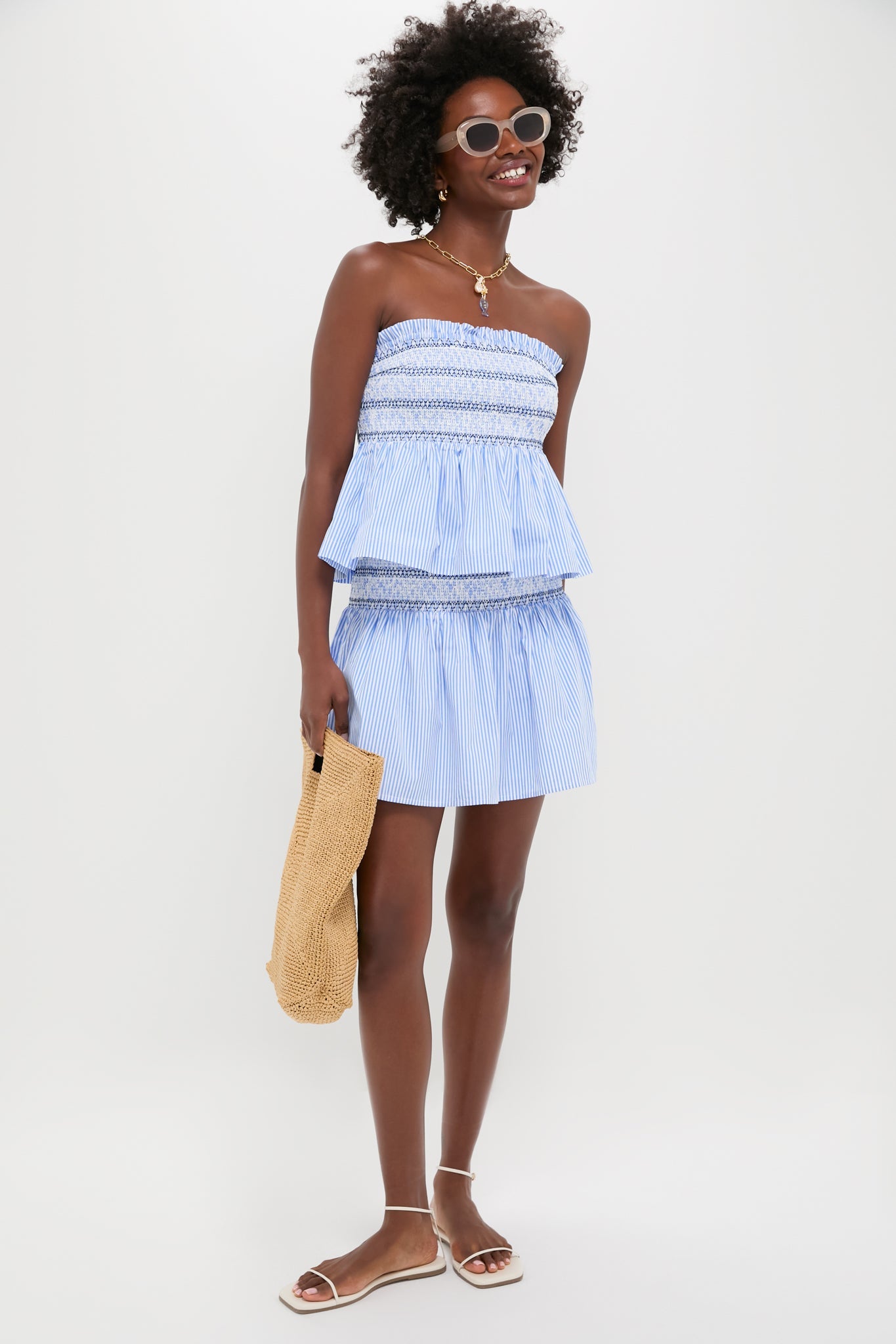 Smocked Seersucker Palerma Skirt