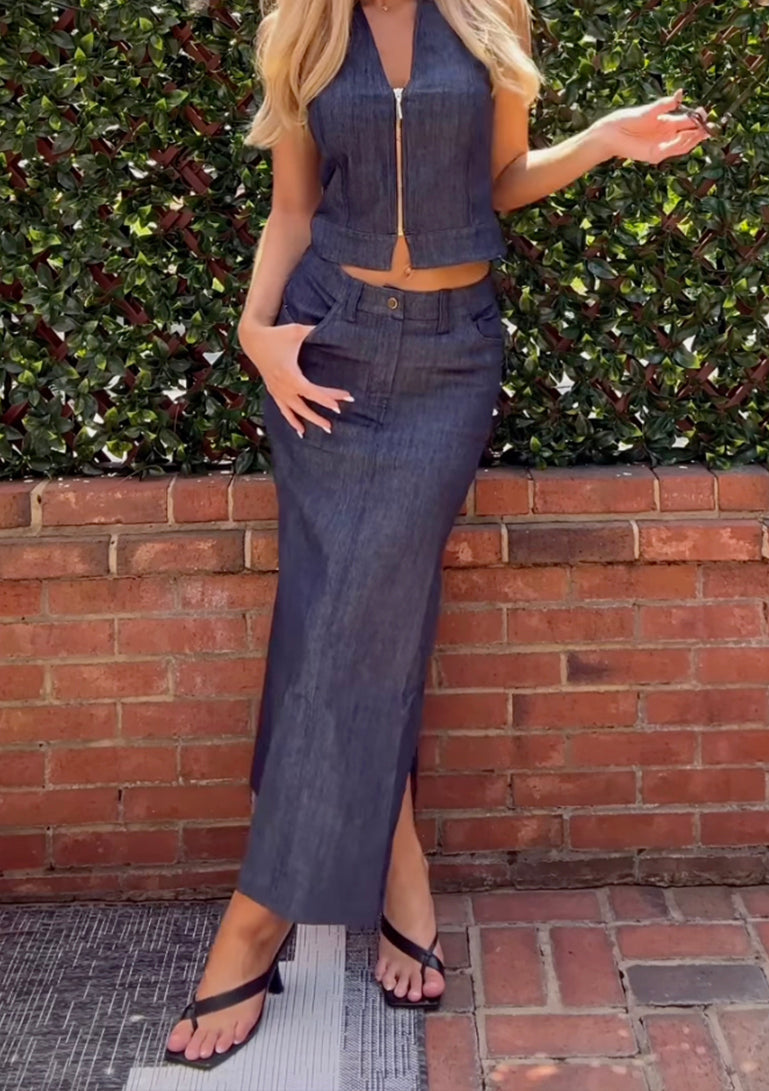 The Brandee Italian Lightweight Denim Skirt