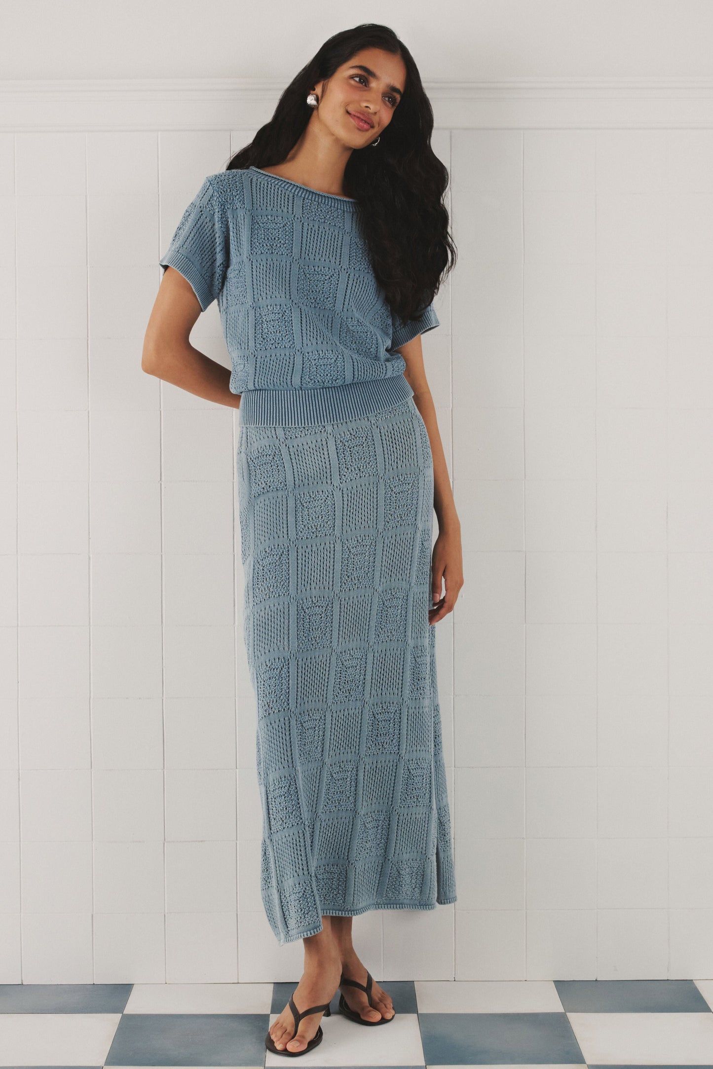 Indigo Pointelle Preston Skirt